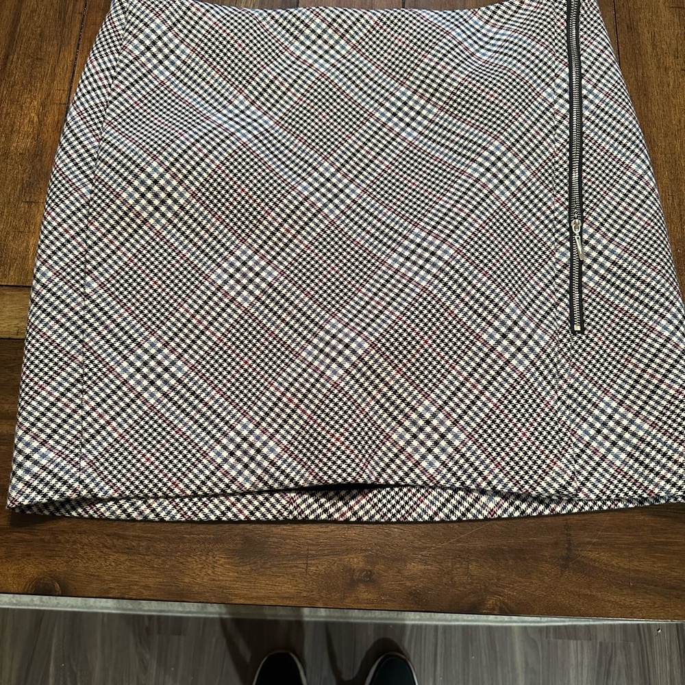 White House Black Market Checkered Mini Skirt with Zipper